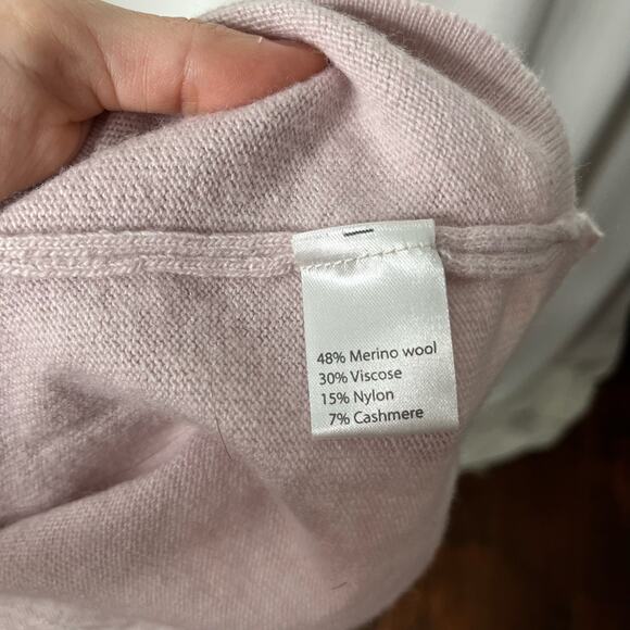 Bendetta B Blush Pink Merino Wool Cashmere Blend Ruffle Shoulder Sweater Medium - Picture 5 of 6